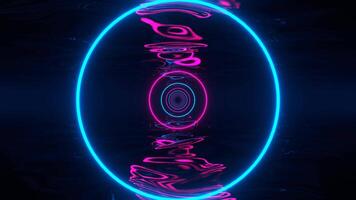 cyan och rosa flytande Vinka område med neon cirklar bakgrund vj slinga i 4k video