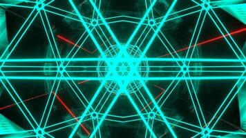 turchese e rosso astratto tunnel con neon geometrico nucleo sfondo vj ciclo continuo nel 4k video