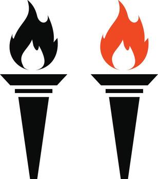 Torch flame icon set. style isolated on white background vector