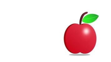 2d cartone animato rosso Mela icona rimbalzare. minimalista frutta illustrazione con un' senza soluzione di continuità ciclo continuo movimento su un' bianca sfondo. video