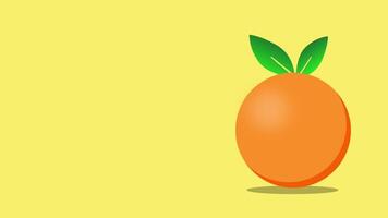 2d Karikatur Orange Obst Symbol hüpfen. minimalistisch Zitrusfrüchte Animation mit ein nahtlos Schleife Bewegung auf ein Gelb Hintergrund. video