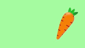 animato cartone animato carota rimbalzo su un' leggero verde sfondo. senza soluzione di continuità ciclo continuo animazione con copia spazio. video