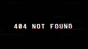 animato testo di 404 non trovato errore con problema tecnico effetto video