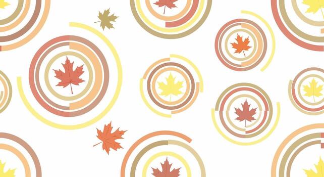 Autumnal maple leaves in circular patterns. vector