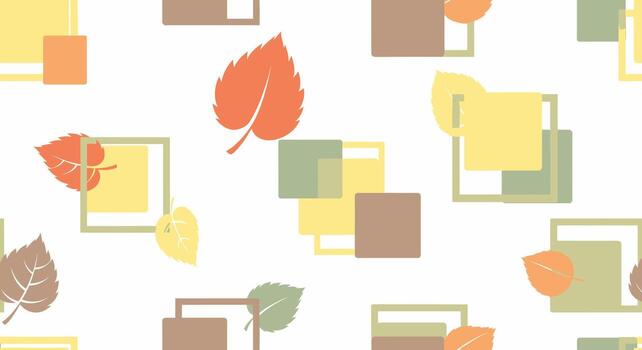 Autumnal Leafy Pattern with Geometric Shapes and Warm Colors. vector