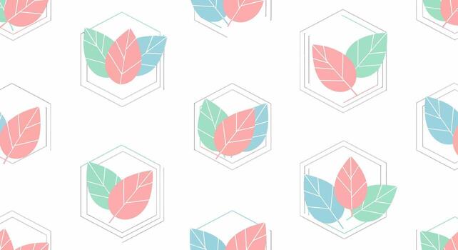 Abstract Geometric Cubes with Stylized Leaves Pattern. vector