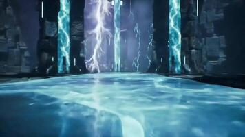 místico cargado de rayos agua templo un digital fantasía reino video