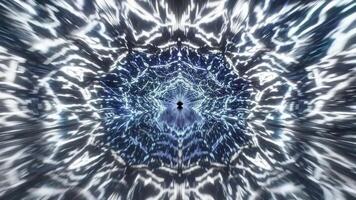 dinámica visual secuencia exhibiendo un fascinante túnel de arremolinándose ligero y energía, ilustrando el continuo fluir y transformación de colores y patrones en un cautivador movimiento experiencia video
