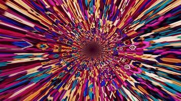 vivace astratto movimento sequenza in mostra un' dinamico scoppiare di colorato modelli e trame, la creazione di un' ipnotizzante visivo Esperienza di vorticoso energia e profondità video