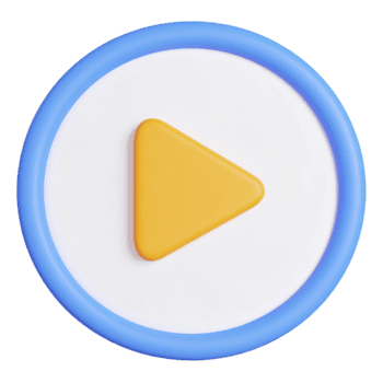 Play button in glossy style, multimedia concept on transparent background png