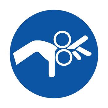 Blue Circle with Hand and Two Circles Symbolizing Interaction and Care vector