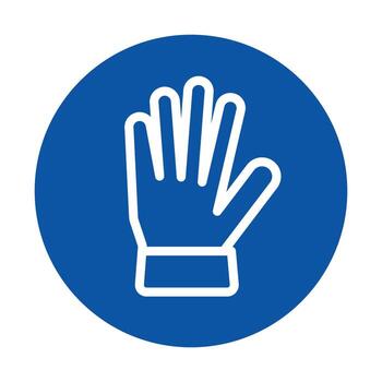 Minimalist Blue Icon of a Hand with Raised Palm in a Circular Background vector