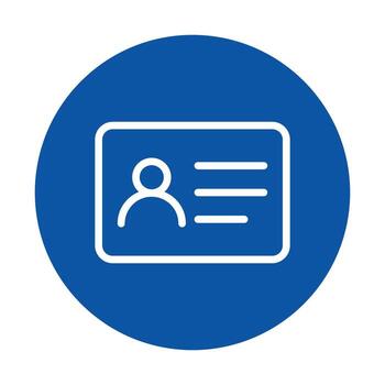 Blue Circle Icon of Personal Identification Card with User Profile Image vector