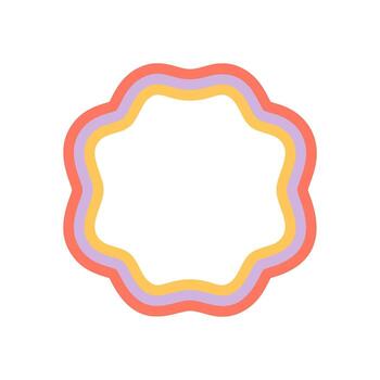 Groovy wavy retro scallop frame shape with bold outline. Funky border and colorful form as abstract y2k background, playful shape for modern graphic or vibrant contemporary art. vector