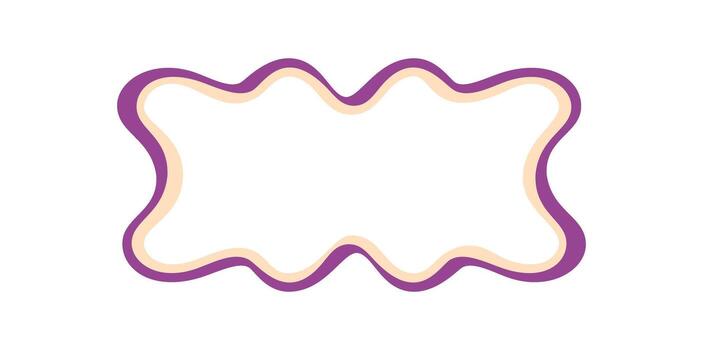 Groovy retro rectangle frame with wavy outline creates funky border and background. Graphic shape in bold line adds y2k abstract accent for creative design and modern pop visual style. vector