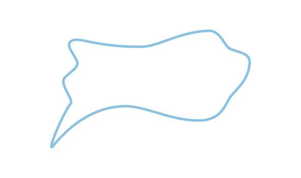 Wavy hand drawn speech bubble icon with box form and outlined blue line style. Chat talk balloon brings message and conversation idea, displaying a circle curve for a modern look, perfect for social vector