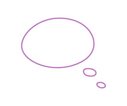 Organic oval speech box in hand drawn outline. This chat balloon symbol forms a unique conversation icon for message or thought. Purple circle shape, minimal style, creative use for abstract visual vector