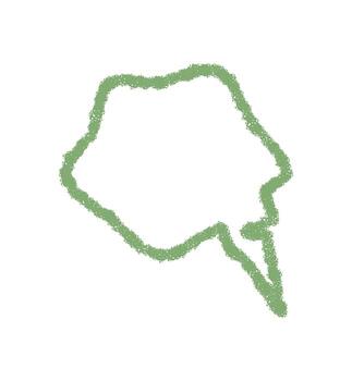 ondulado verde lápiz de color habla burbuja contorno con redondo forma. charla mensaje elemento en un juguetón gráfico estilo, con mano dibujado contorno para texto y moderno conversacion ilustración. vector