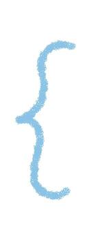 Chalk curly bracket font with sketch style and hand drawn symbol. Curly punctuation mark as expressive element and unique character, ideal for school art modern typography on blue background. vector