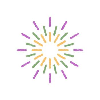 Festive crayon starburst firework icon with a round spark and magic burst shape. Party symbol and star graphic for bright celebration mood, playful concept, digital art style for modern social use. vector