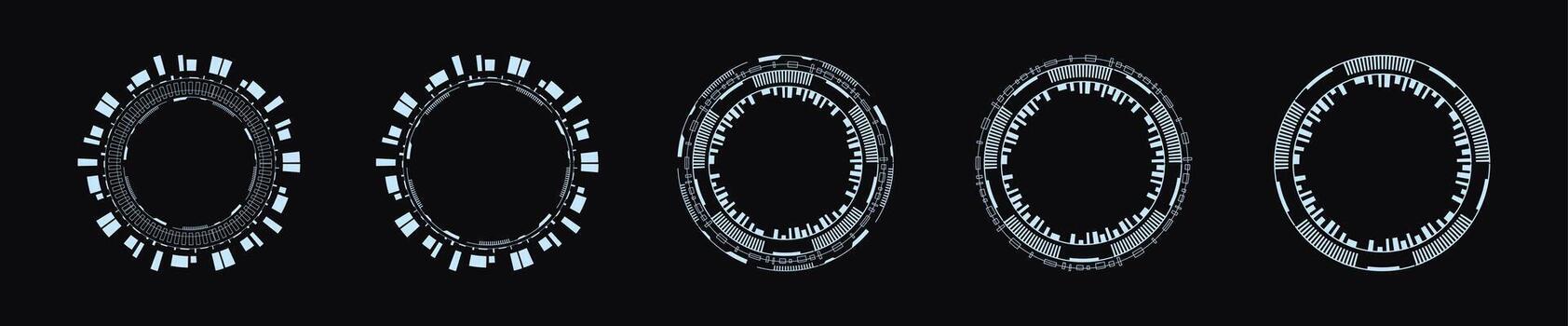 Futuristic circular frame design with digital elements vector