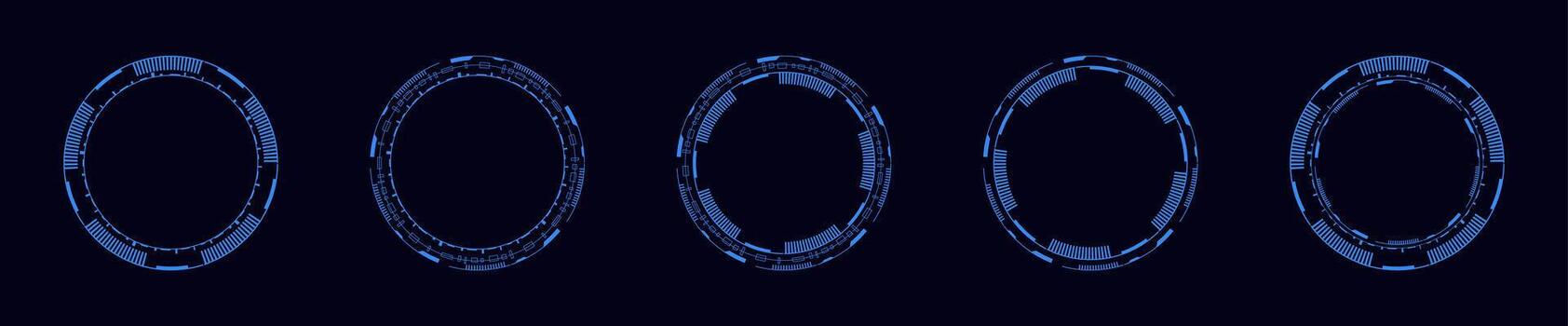 Futuristic circular frames set for digital and graphic design vector