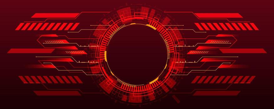 Futuristic digital circle with abstract tech frames in red vector
