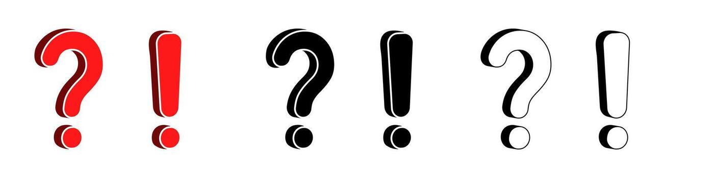 Bold red and black question and exclamation marks in 3d design vector