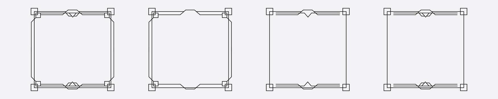 Intricate geometric frame set for elegant design projects vector