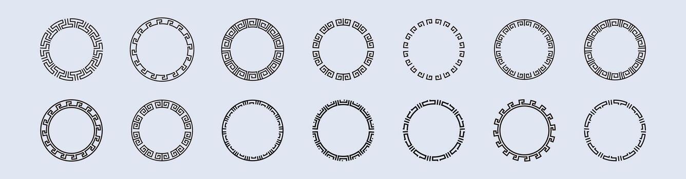 Greek pattern circular frames for design and decoration projects vector