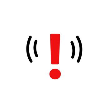Exclamation mark alert with motion lines indicating urgent warning or notification symbol vector