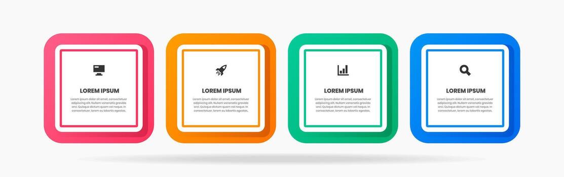 Square Infographic Element Design Templates with Icons and 4 Options or Steps. Suitable for Process Diagram, Presentations, Workflow Layout, Banner, Flow Chart, Infographic. vector