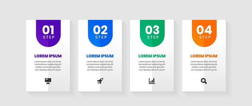 Infographic Element Design Templates with Icons and 4 Steps. Suitable for Process Diagram, Presentations, Workflow Layout, Banner, Flow Chart, Infographic vector