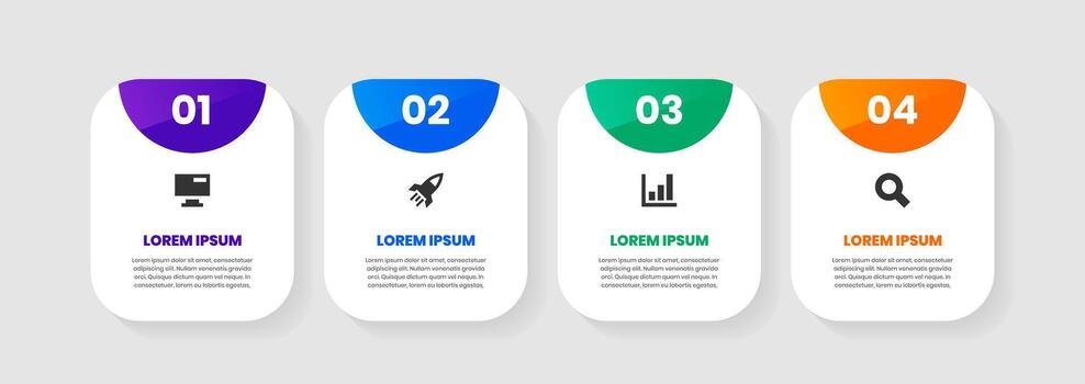Simple Infographic Element Design Templates with Icons and 4 Numbers. Suitable for Process Diagram, Presentations, Workflow Layout, Banner, Flow Chart, Infographic vector