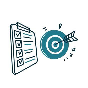 a dart and a checklist with a target on it vector