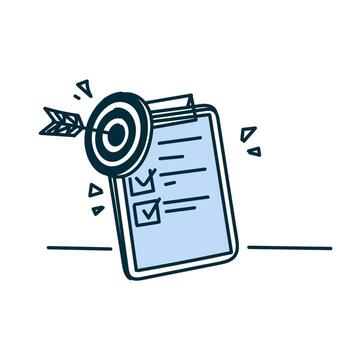 a checklist with an arrow and a dart vector