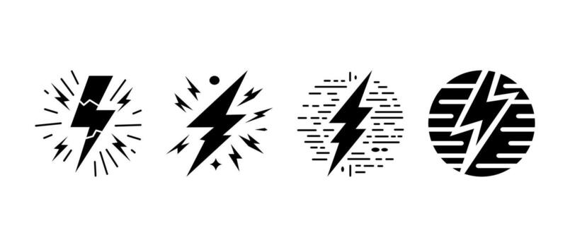 conjunto de cuatro diferente relámpago tornillo íconos en varios artístico estilos vector