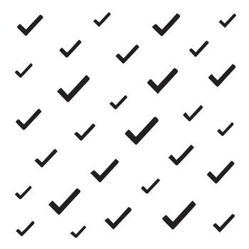 Simple black check mark icons arranged in a minimalist pattern on a pure white background Perfect for modern design projects presentations and creative branding vector