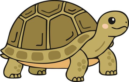 Smiling desert tortoise walking with domed shell vector