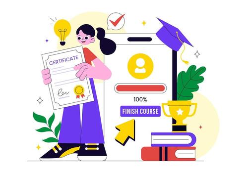 certificado programa ilustración para en línea clases, capacitación, y habilidad desarrollo vector