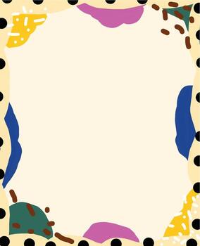 Abstract Border with Colorful Shapes and Polka Dots vector
