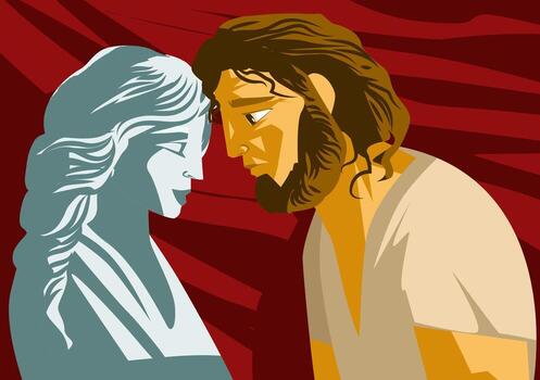 Artwork of a man and woman in profile vector