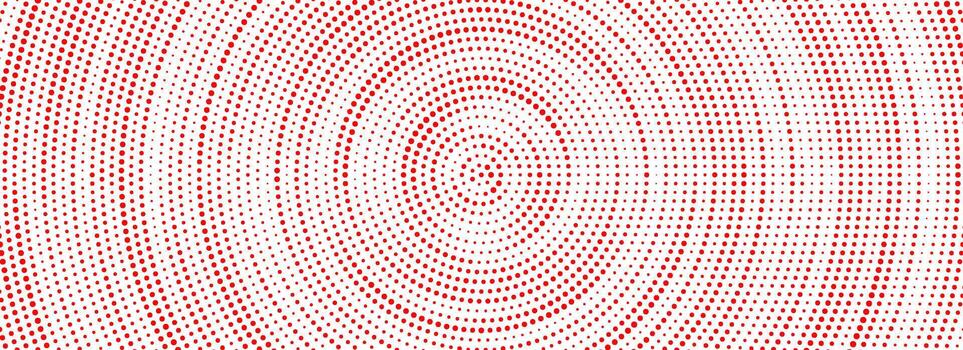 Red halftone concentric background. Dotted radial gradient texture. Rippled sonic wave wallpaper. Rasterized rough circle backdrop for epicenter, target, radar signal, vibration, shake concept vector
