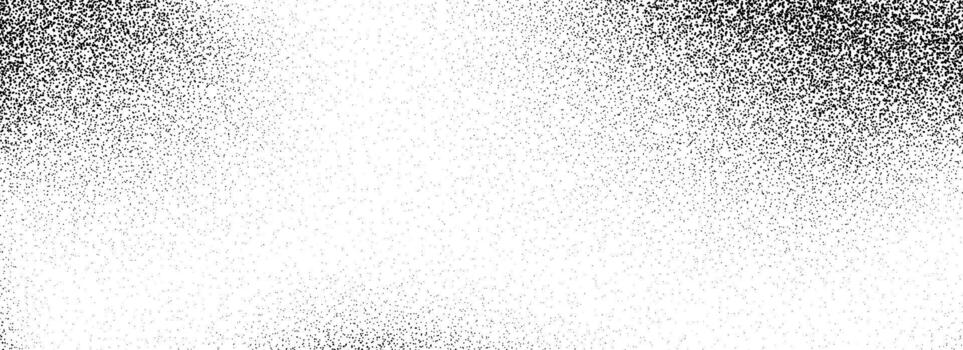 Black dotted grain gradient texture. Grunge sprayed noise background. Subtle stippled gritty sand overlay. Grit speck wallpaper. Rough distressed dotwork backdrop with particles, dust, speckles vector