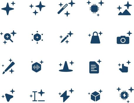 Set of artificial intelligence icon in flat style vector
