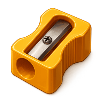 Bright yellow pencil sharpener for creating sharp writing points png