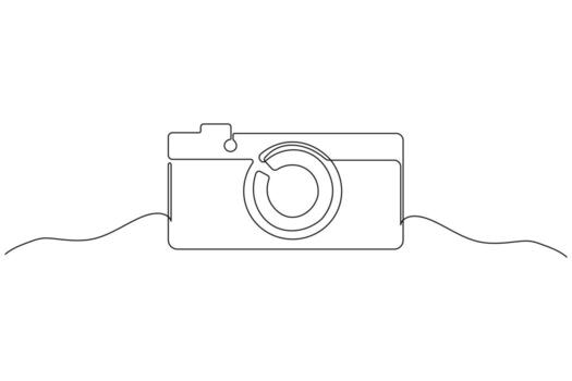 Abstract camera continuous one line minimalist drawing isolated sketch outline art vector