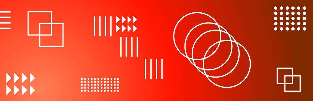 Abstract red gradient long background with lines and circles modern design vector