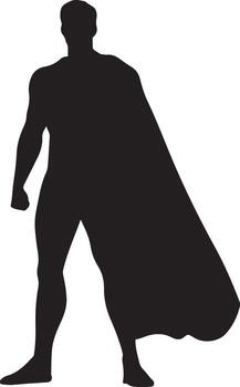 Silhouette of a superhero standing confidently embodying strength and power against a This is perfect for projects related to heroism comics strength power and justice Its versatile vector