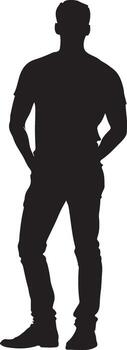 Man standing casually in silhouette isolated and anonymous vector